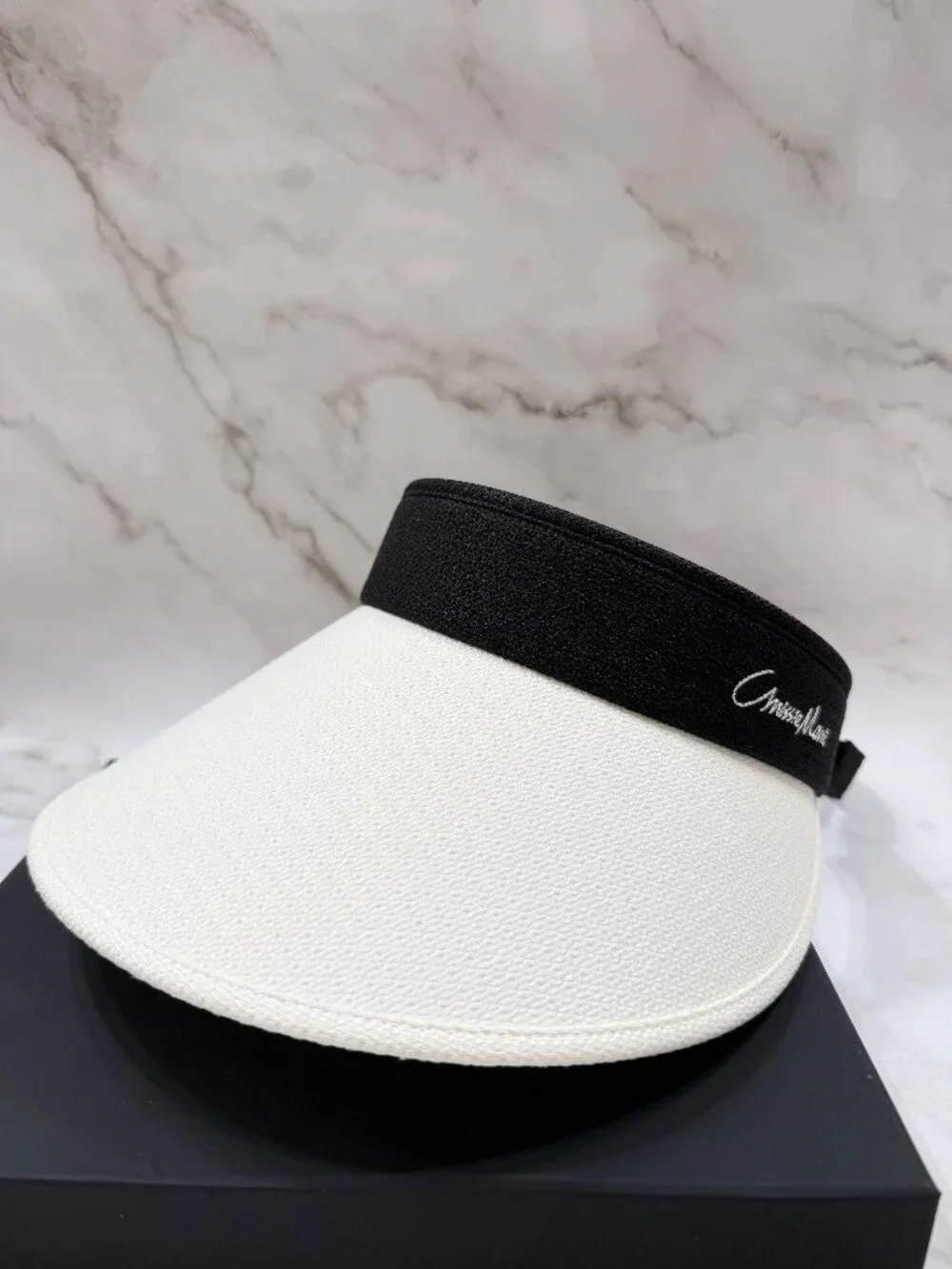 Chrissie Morris Wide Brim Fabric Sun Visor Black & White BRAND NEW